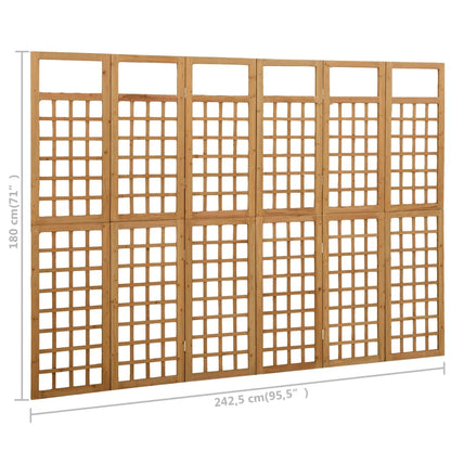 Rumsavdelare/Spaljé 6 paneler massiv gran 242,5x180 cm