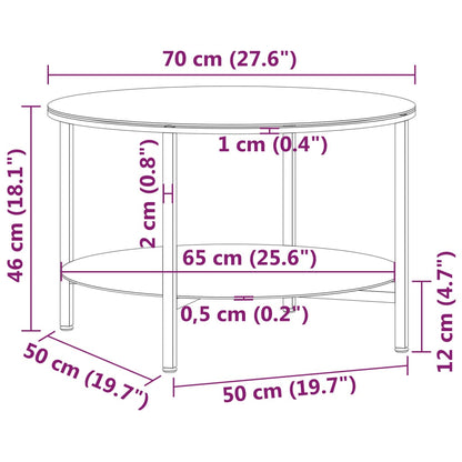 Soffbord svart och transparent 70 cm härdat glas