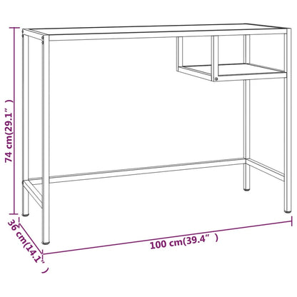 Datorbord svart marmor 100x36x74 cm härdat glas