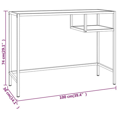 Datorbord vit marmor 100x36x74 cm härdat glas