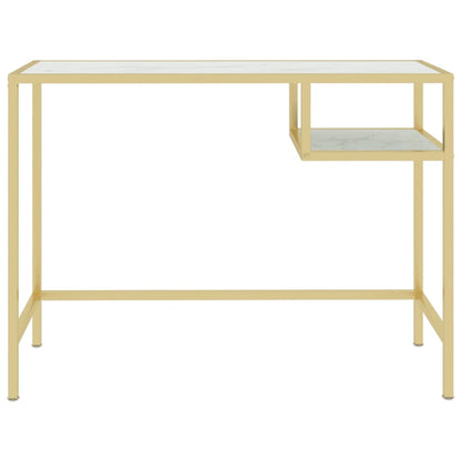 Datorbord vit och guld 100x36x74 cm glas