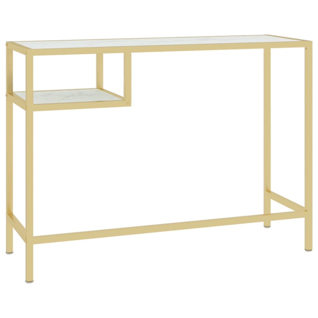 Datorbord vit och guld 100x36x74 cm glas