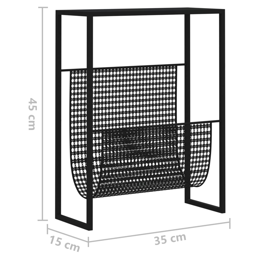 Tidningsställ svart 35x15x45 cm stål