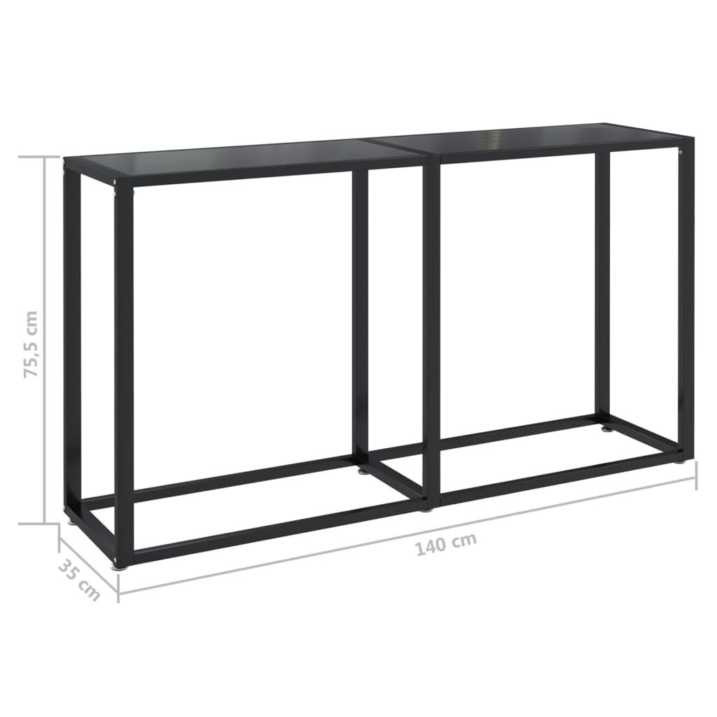 Konsolbord svart 140x35x75,5 cm härdat glas