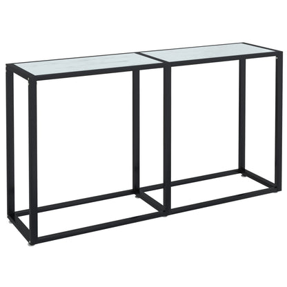 Konsolbord vit marmor 140x35x75,5 cm härdat glas