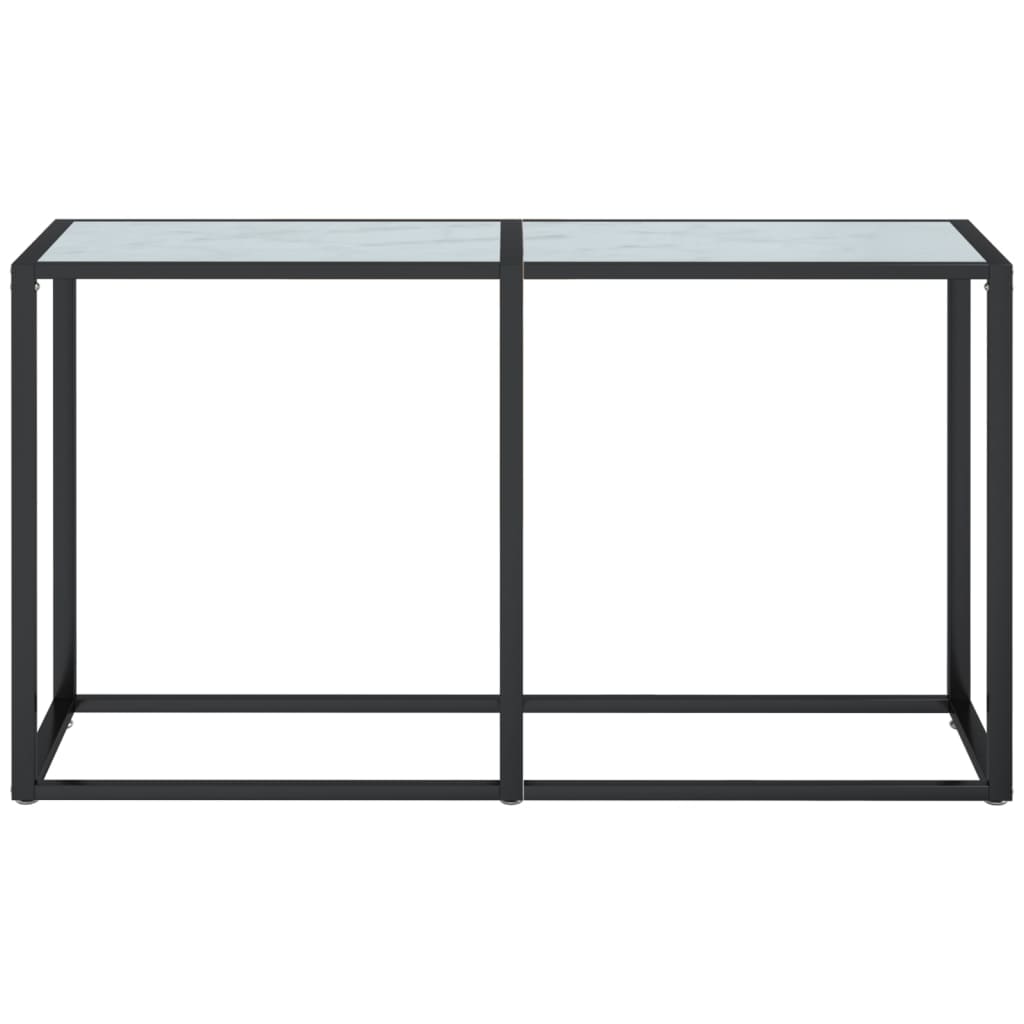 Konsolbord vit marmor 140x35x75,5 cm härdat glas