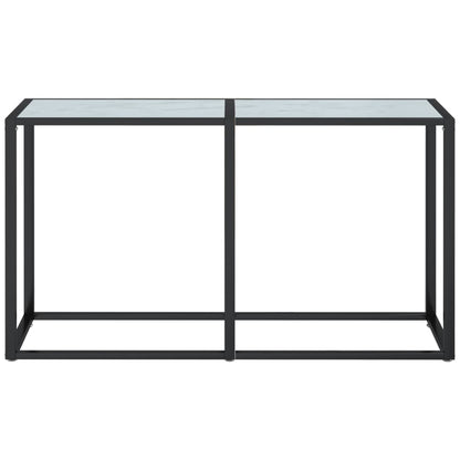 Konsolbord vit marmor 140x35x75,5 cm härdat glas