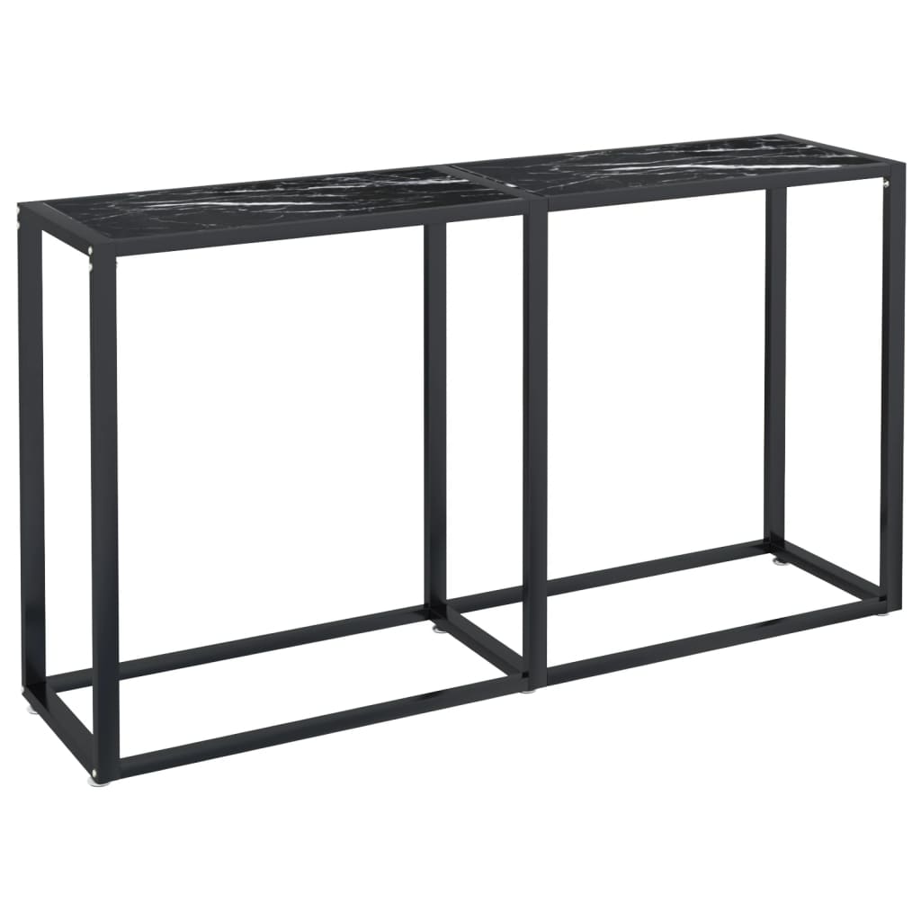 Konsolbord svart marmor 140x35x75,5 cm härdat glas