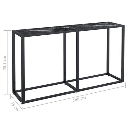 Konsolbord svart marmor 140x35x75,5 cm härdat glas