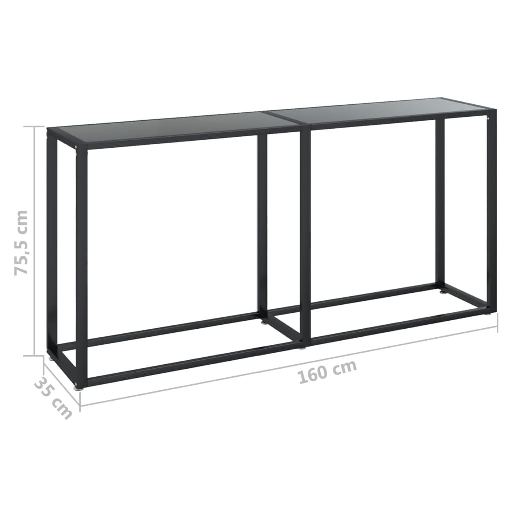 Konsolbord svart 160x35x75,5 cm härdat glas