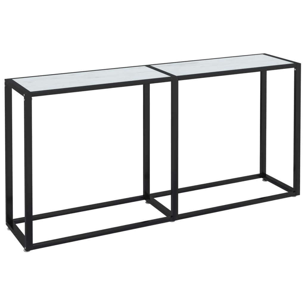 Konsolbord vit marmor 160x35x75,5 cm härdat glas