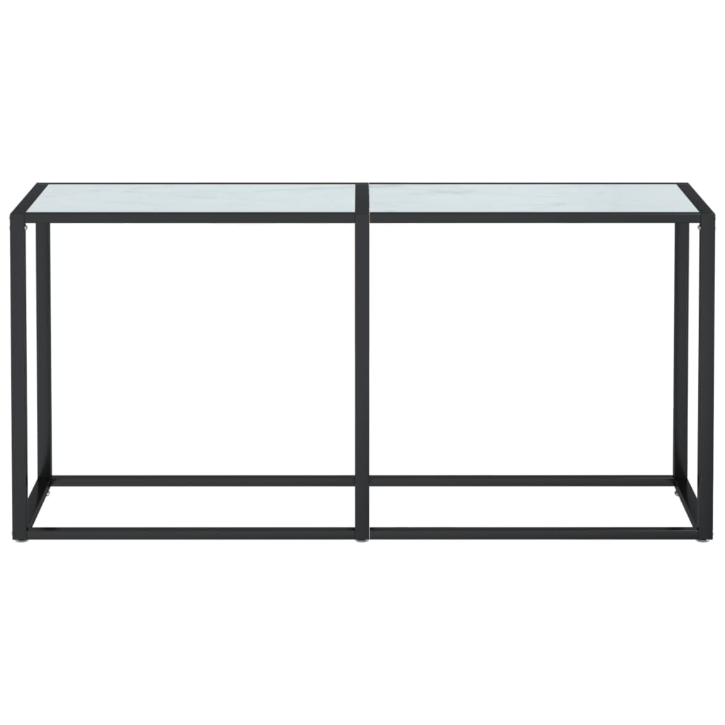 Konsolbord vit marmor 160x35x75,5 cm härdat glas