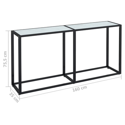 Konsolbord vit marmor 160x35x75,5 cm härdat glas