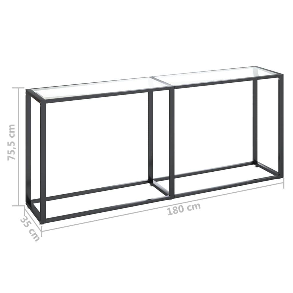 Konsolbord transparent 180x35x75,5 cm härdat glas