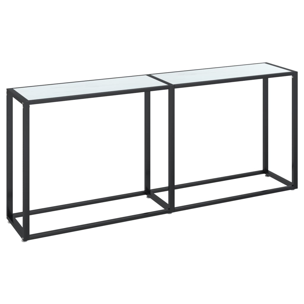 Konsolbord vit marmor 180x35x75,5 cm härdat glas