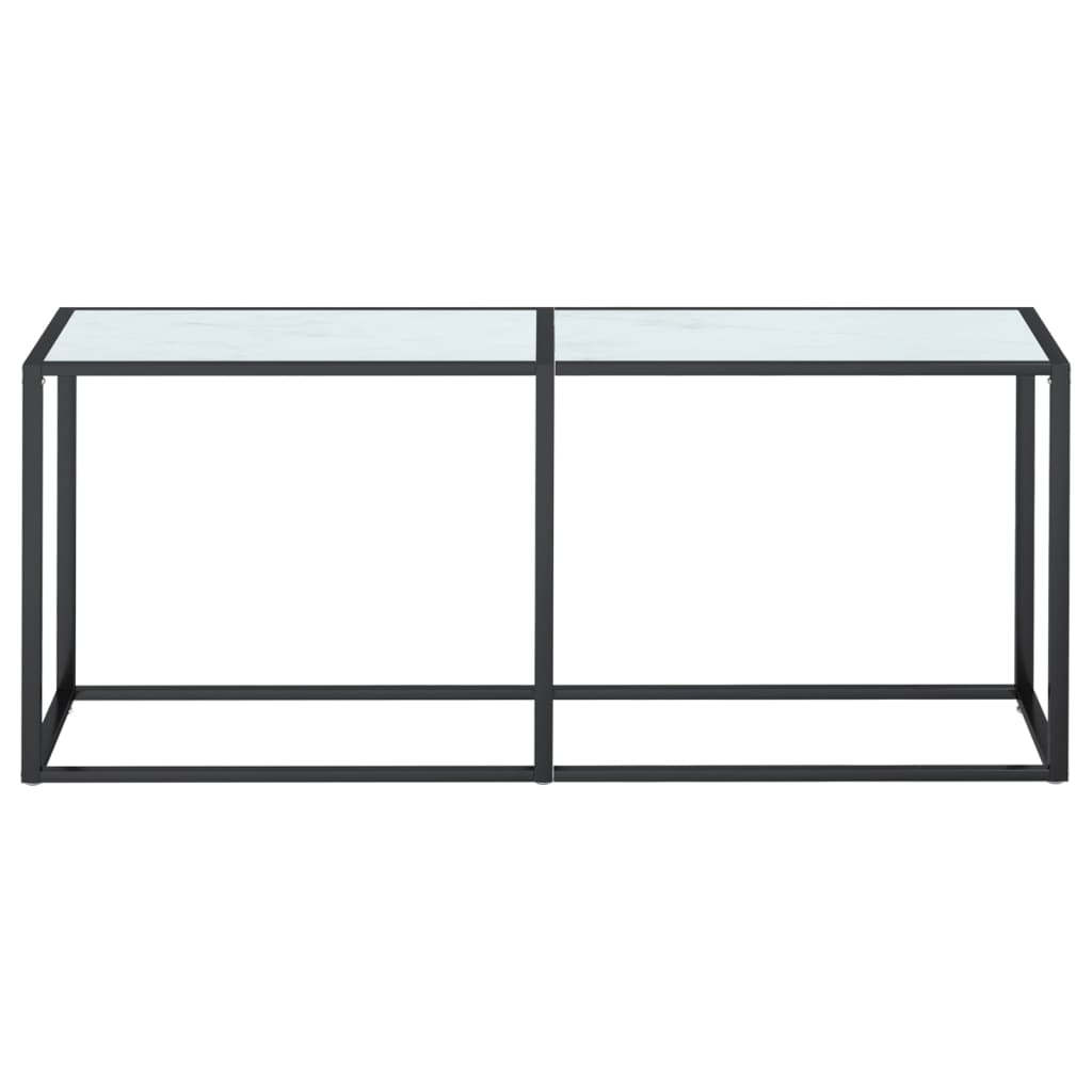 Konsolbord vit marmor 180x35x75,5 cm härdat glas