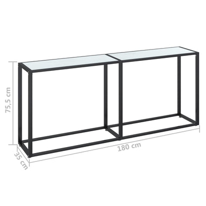 Konsolbord vit marmor 180x35x75,5 cm härdat glas