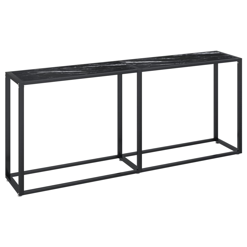 Konsolbord svart marmor 180x35x75,5 cm härdat glas