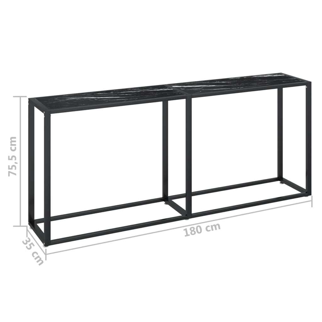 Konsolbord svart marmor 180x35x75,5 cm härdat glas