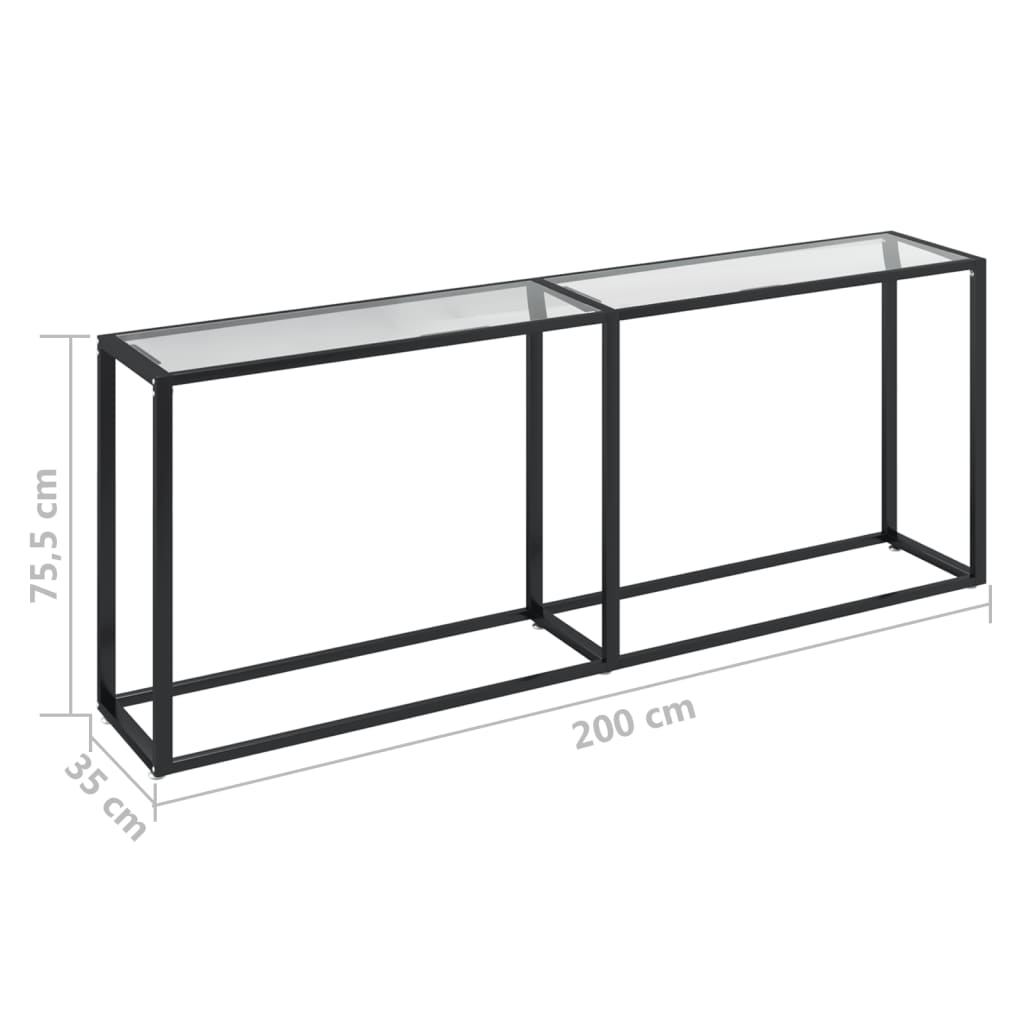 Konsolbord transparent 200x35x75,5 cm härdat glas