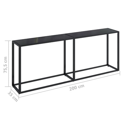 Konsolbord svart 200x35x75,5 cm härdat glas