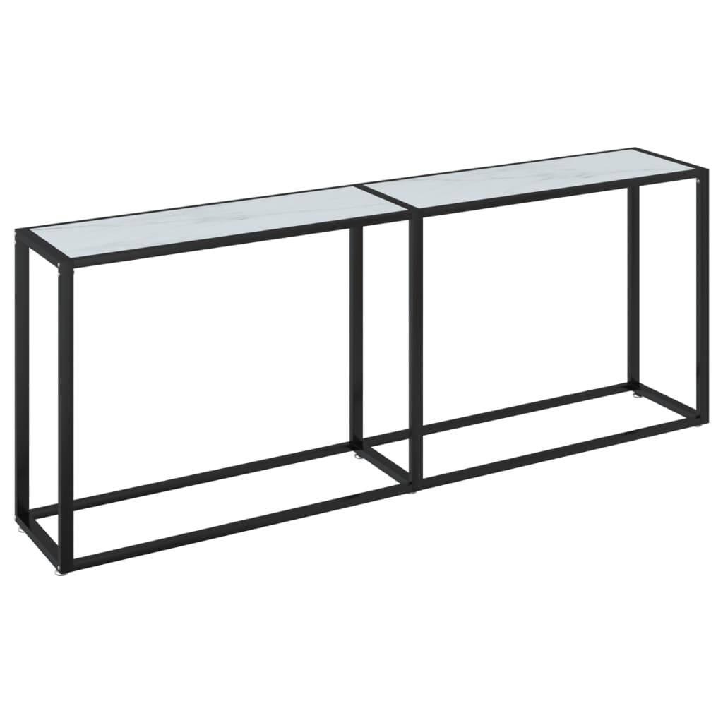 Konsolbord vit marmor 200x35x75,5 cm härdat glas