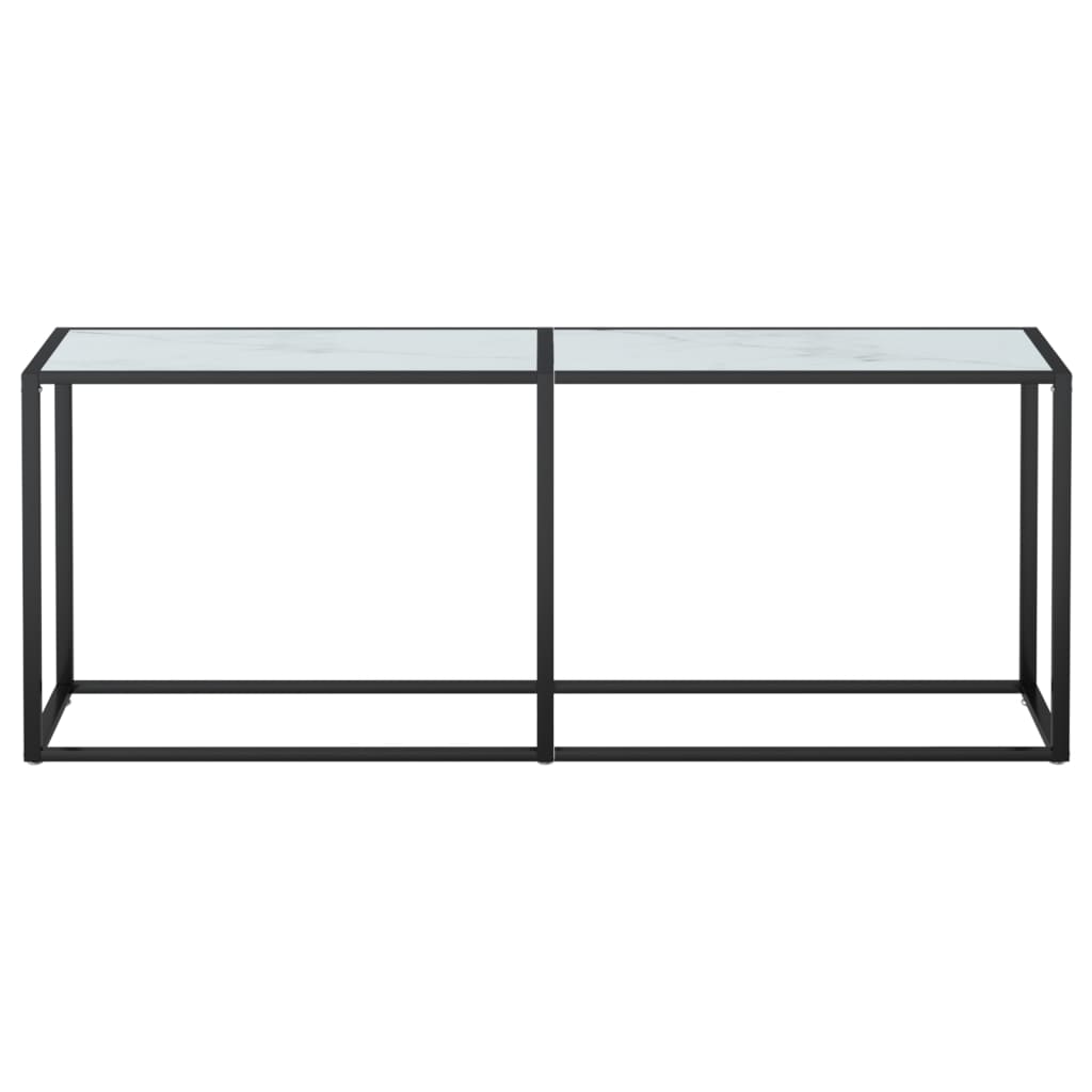 Konsolbord vit marmor 200x35x75,5 cm härdat glas