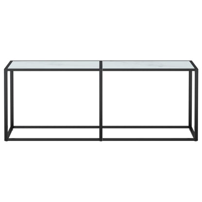 Konsolbord vit marmor 200x35x75,5 cm härdat glas