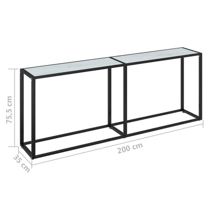 Konsolbord vit marmor 200x35x75,5 cm härdat glas