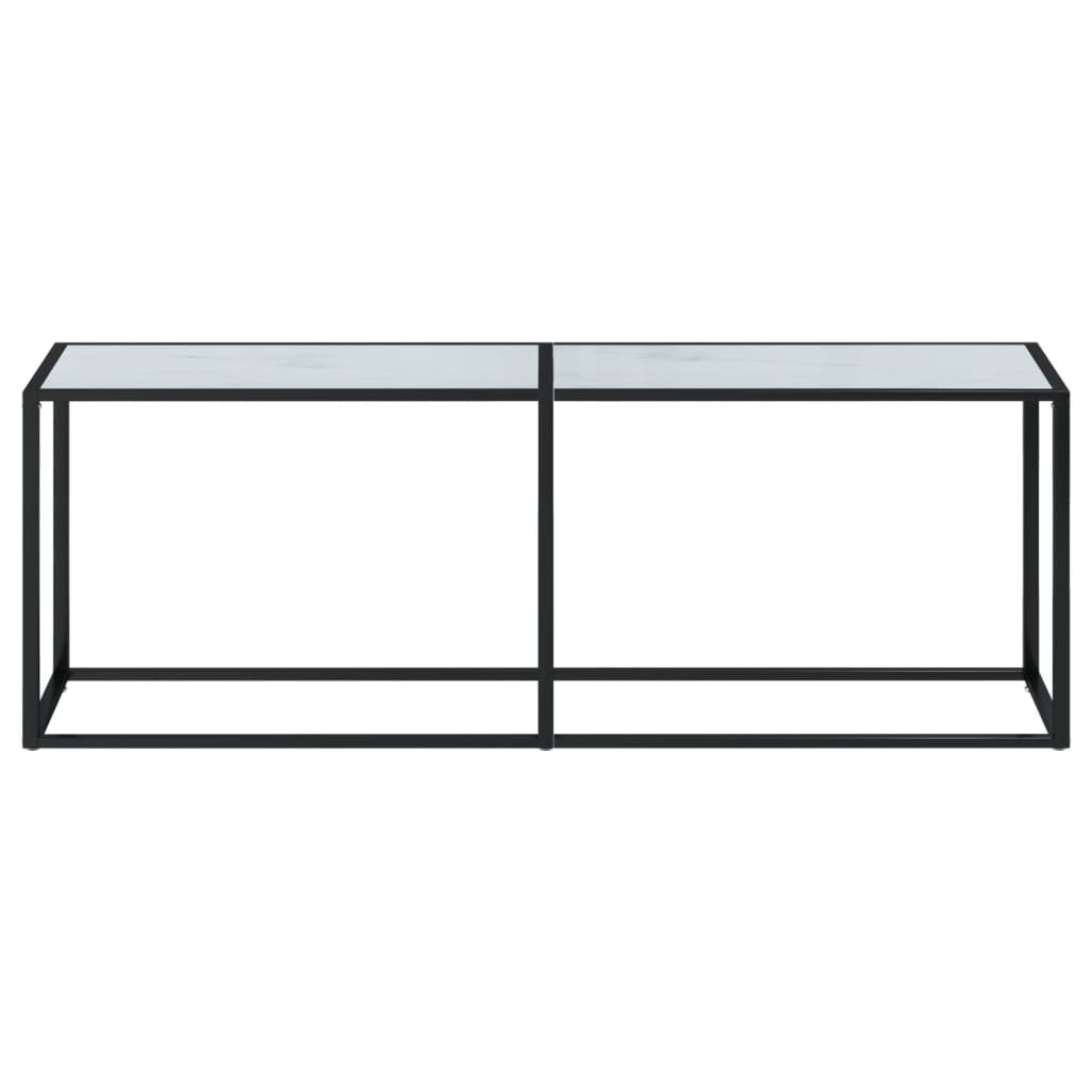 Konsolbord vit marmor 220x35x75,5 cm härdat glas