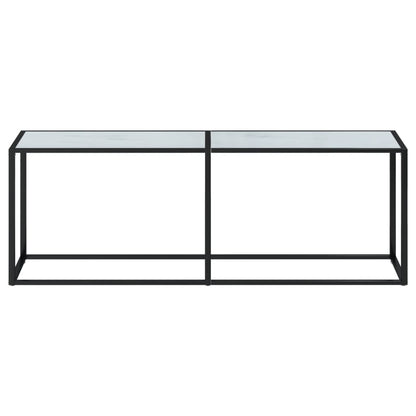 Konsolbord vit marmor 220x35x75,5 cm härdat glas