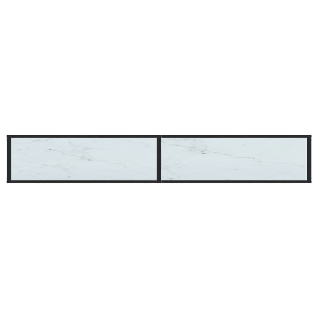 Konsolbord vit marmor 220x35x75,5 cm härdat glas