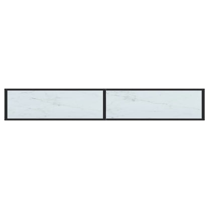 Konsolbord vit marmor 220x35x75,5 cm härdat glas