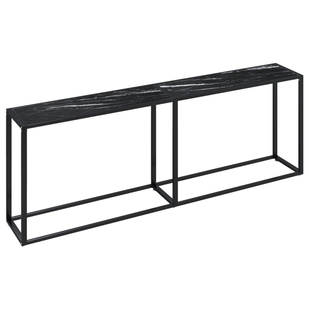 Konsolbord svart marmor 220x35x75,5 cm härdat glas