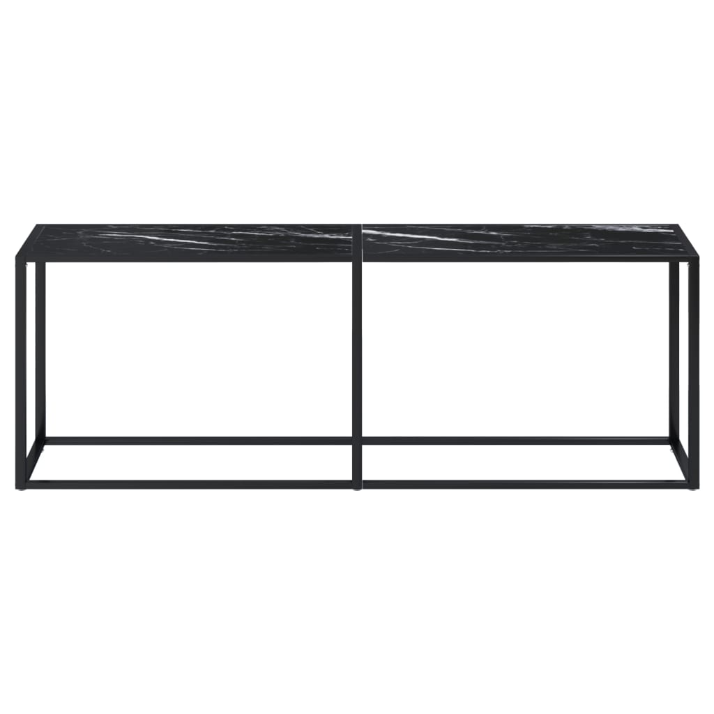 Konsolbord svart marmor 220x35x75,5 cm härdat glas