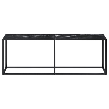 Konsolbord svart marmor 220x35x75,5 cm härdat glas