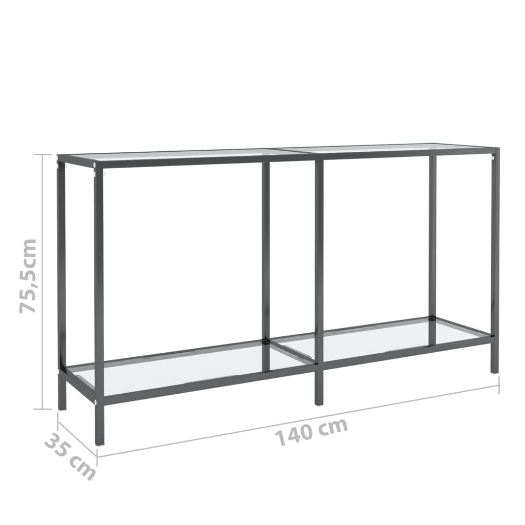 Konsolbord transparent 140x35x75,5 cm härdat glas