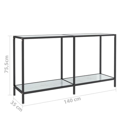 Konsolbord vit 140x35x75,5 cm härdat glas