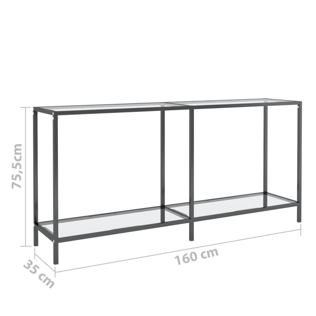 Konsolbord transparent 160x35x75 cm härdat glas