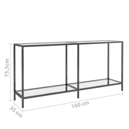 Konsolbord transparent 160x35x75 cm härdat glas