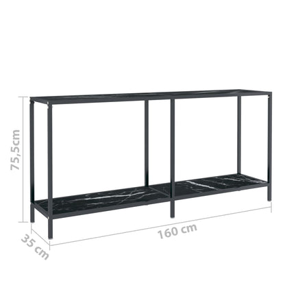 Konsolbord svart 160x35x75,5 cm härdat glas