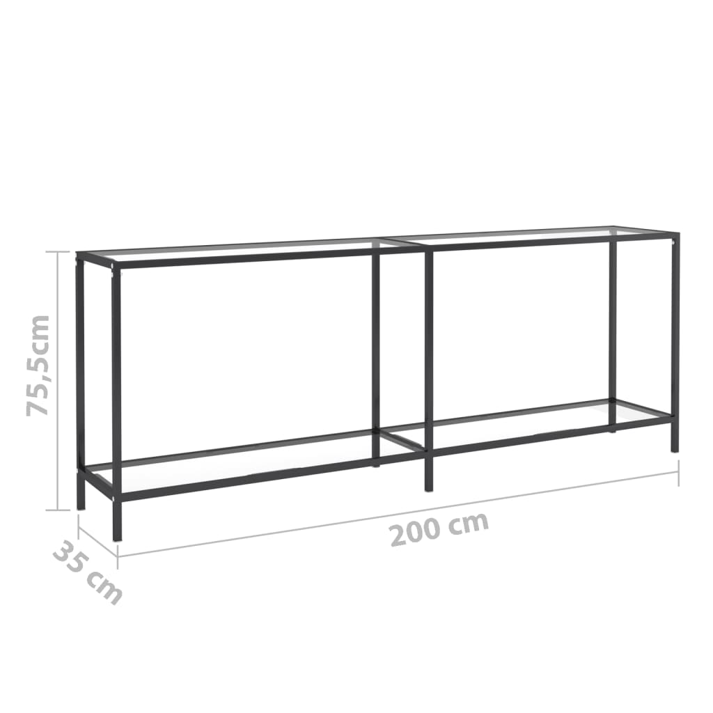 Konsolbord transparent 200x35x75,5 cm härdat glas