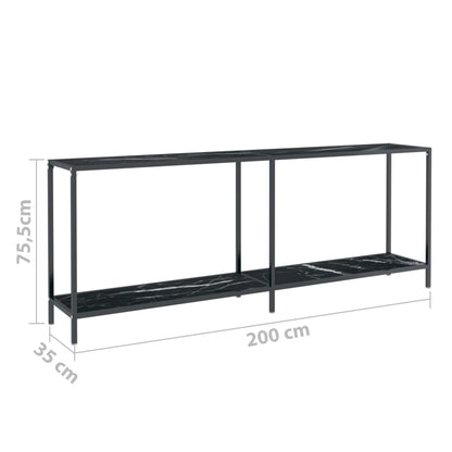 Konsolbord svart 200x35x75,5 cm härdat glas