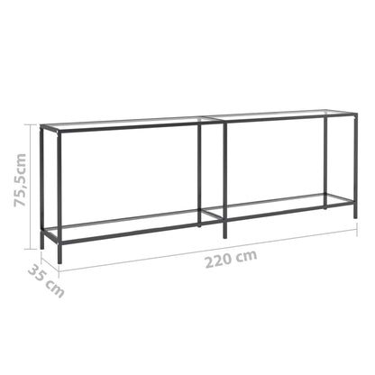 Konsolbord transparent 220x35x75,5 cm härdat glas