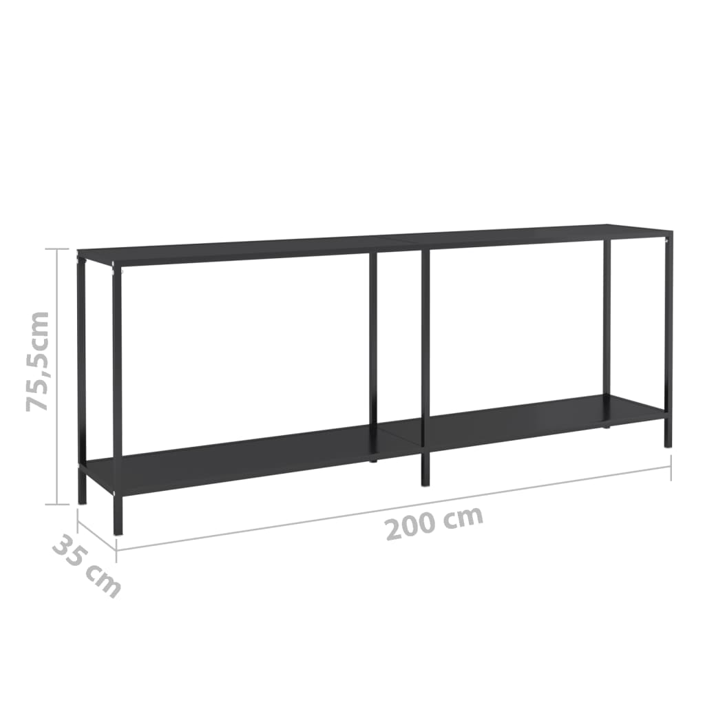 Konsolbord svart 220x35x75,5 cm härdat glas