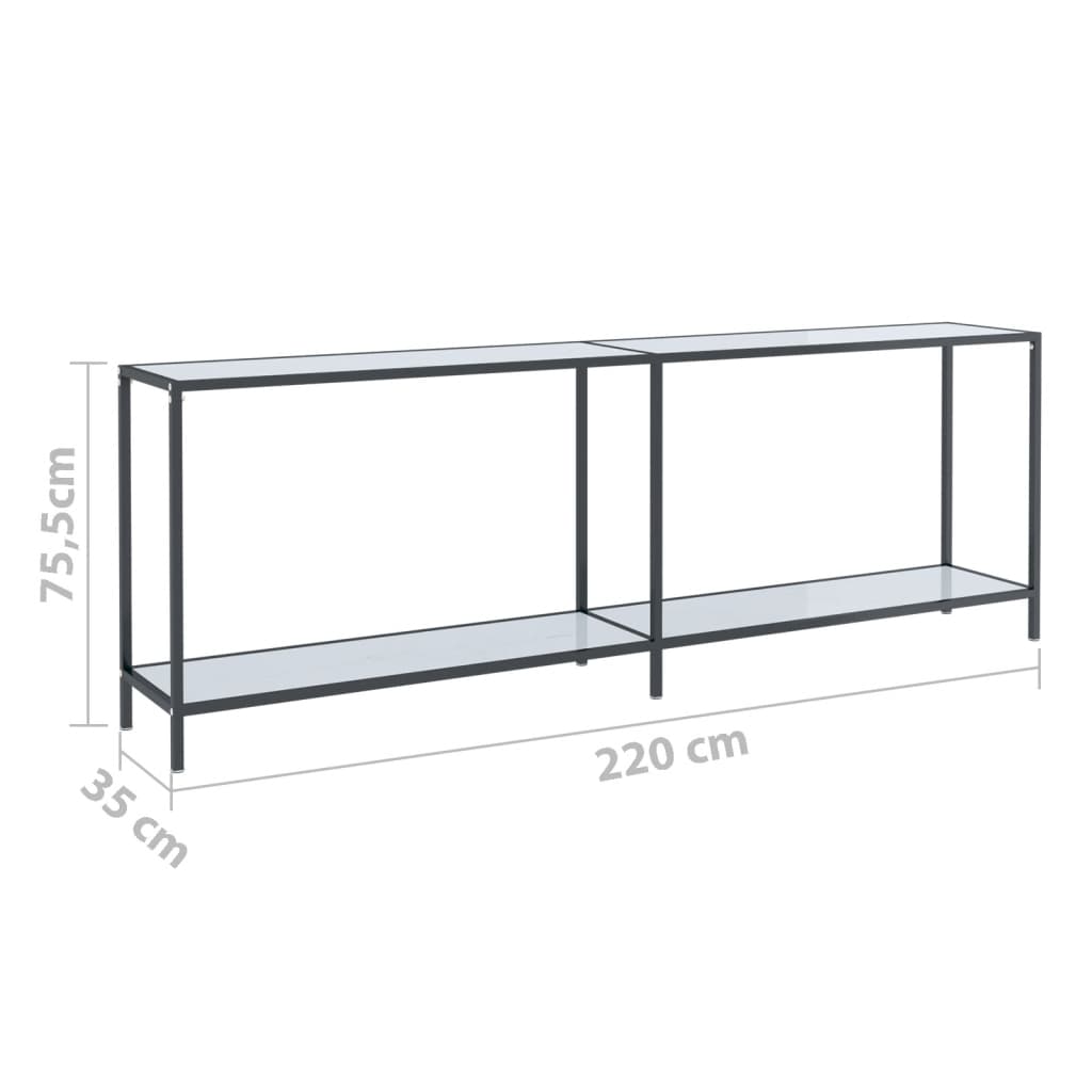 Konsolbord vit 220x35x75,5 cm härdat glas