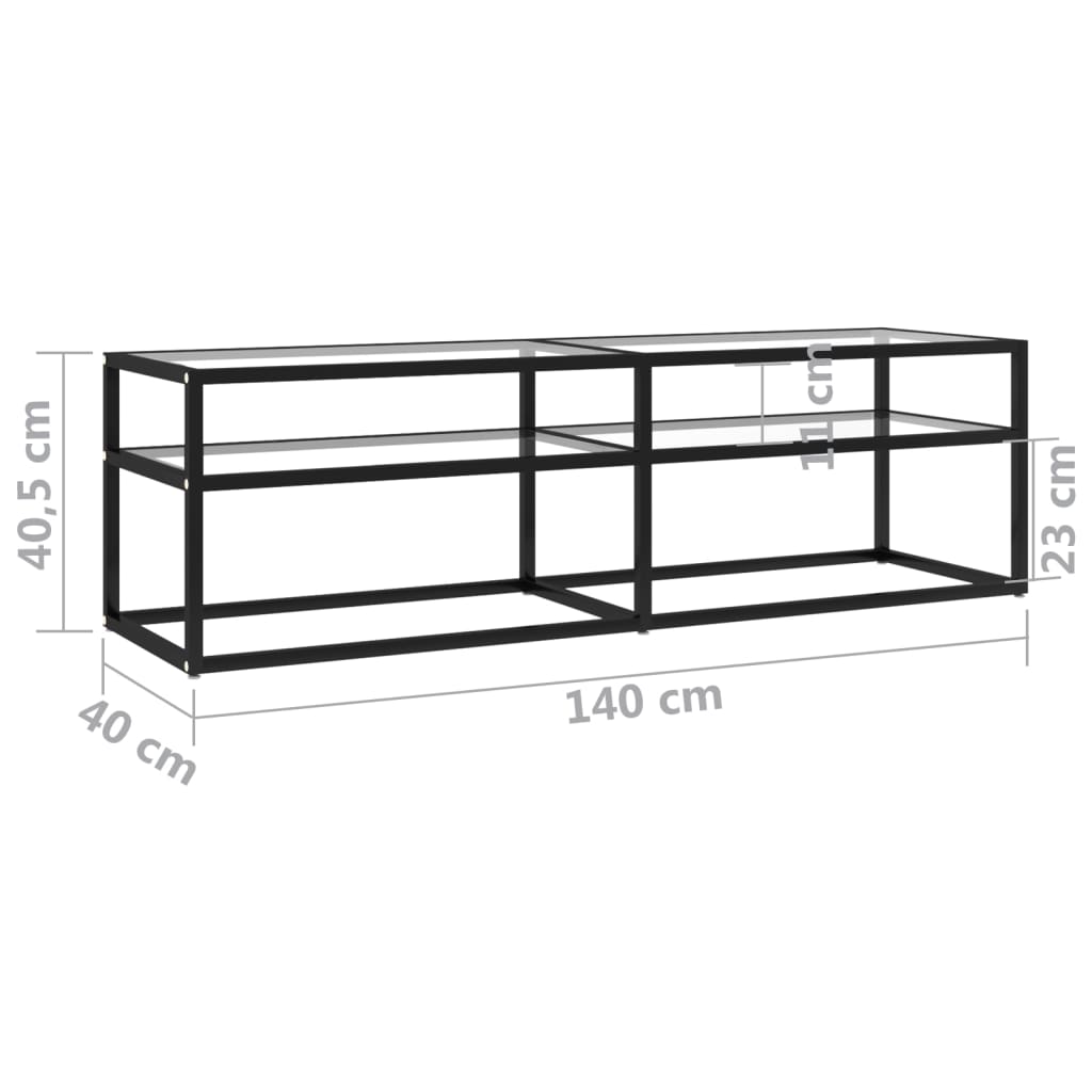 Tv-bänk transparent 140x40x40,5 cm härdat glas