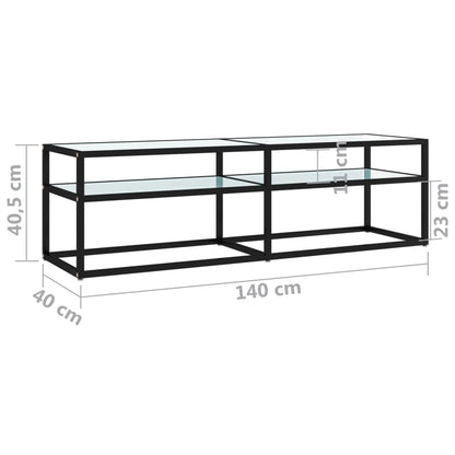 Tv-bänk vit marmor 140x40x40,5 cm härdat glas