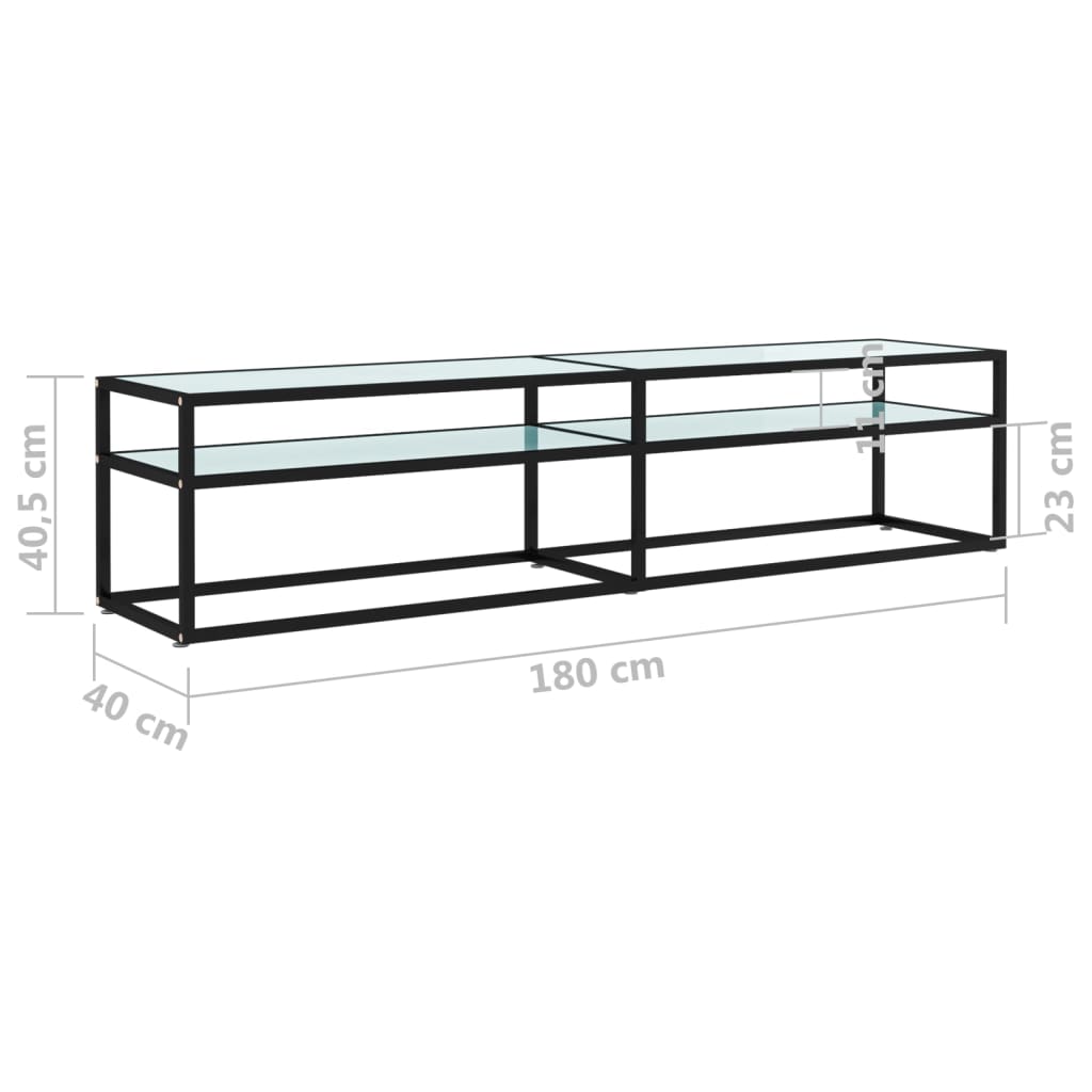 Tv-bänk vit marmor 180x40x40,5 cm härdat glas