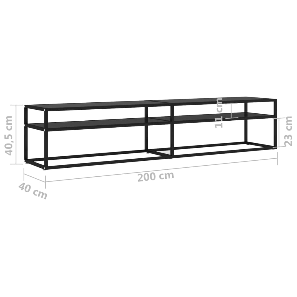 Tv-bänk svart 200x40x40,5 cm härdat glas